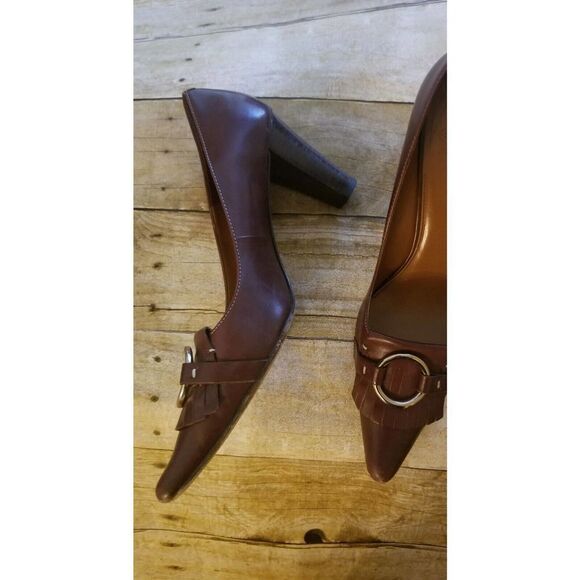 Circa Joan & David Women SlipOn Pumps Shoes 10M leather upper Brown - Picture 3 of 10